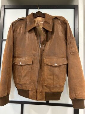 Men's Tan Suede Bomber Jacket
